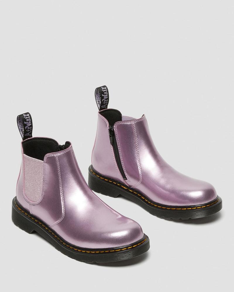 Dr Martens Youth 2976 Metallic Chelsea Støvler Børn Lyserød | DK 670LIS